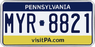 PA license plate MYR8821
