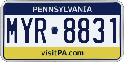 PA license plate MYR8831