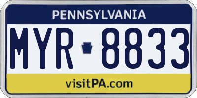 PA license plate MYR8833
