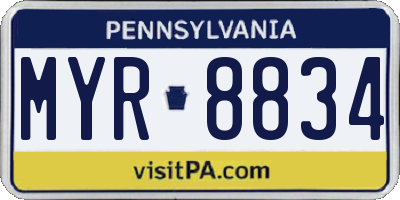 PA license plate MYR8834