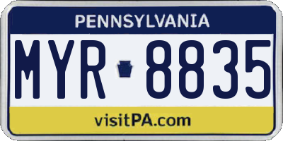 PA license plate MYR8835