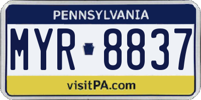 PA license plate MYR8837