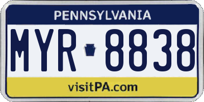 PA license plate MYR8838