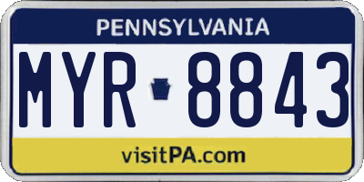 PA license plate MYR8843