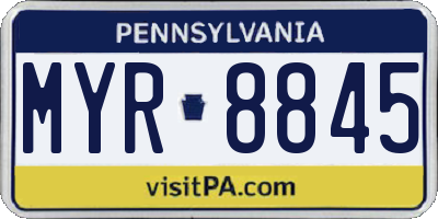 PA license plate MYR8845