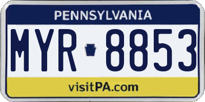 PA license plate MYR8853
