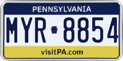 PA license plate MYR8854