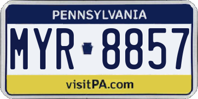 PA license plate MYR8857