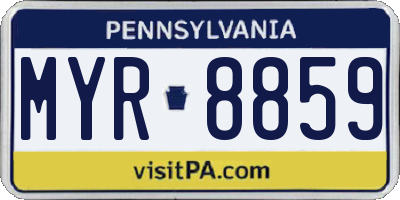 PA license plate MYR8859