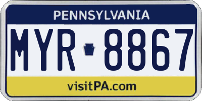 PA license plate MYR8867