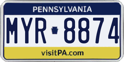 PA license plate MYR8874