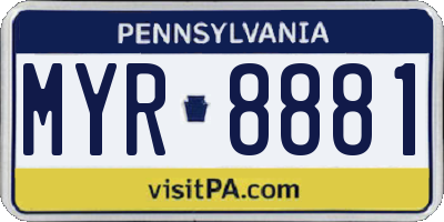 PA license plate MYR8881