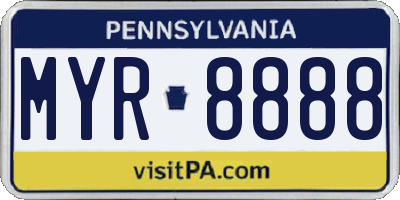 PA license plate MYR8888