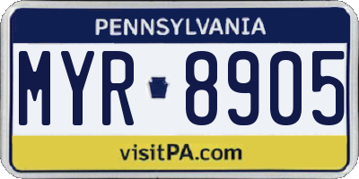 PA license plate MYR8905