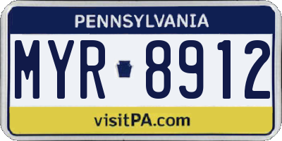 PA license plate MYR8912