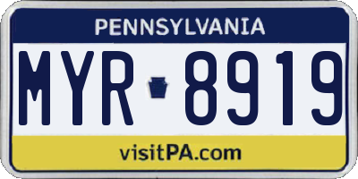 PA license plate MYR8919