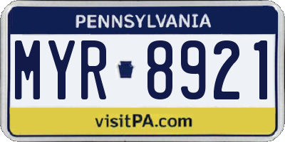 PA license plate MYR8921