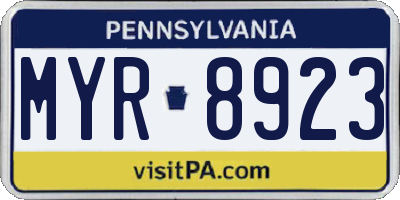 PA license plate MYR8923