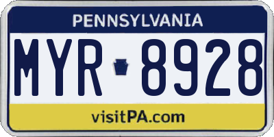 PA license plate MYR8928
