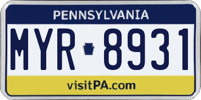 PA license plate MYR8931