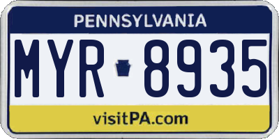 PA license plate MYR8935