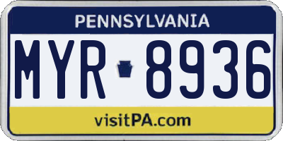 PA license plate MYR8936