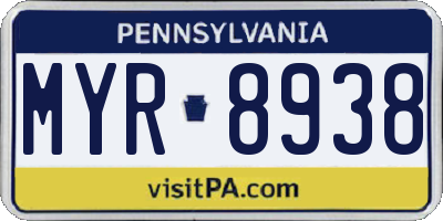 PA license plate MYR8938