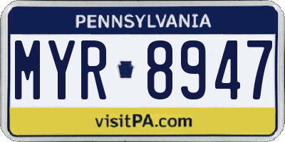 PA license plate MYR8947