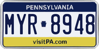 PA license plate MYR8948
