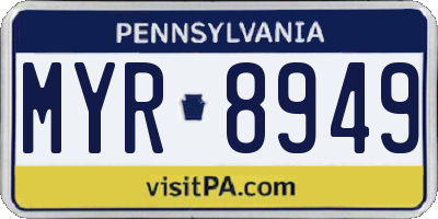 PA license plate MYR8949