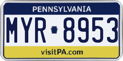 PA license plate MYR8953