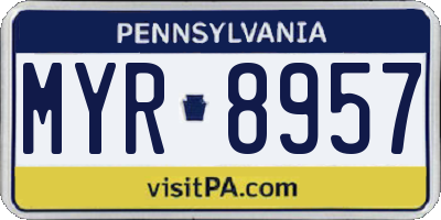 PA license plate MYR8957