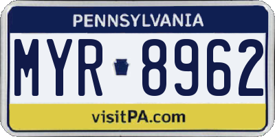 PA license plate MYR8962