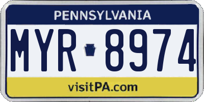 PA license plate MYR8974