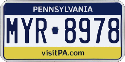 PA license plate MYR8978