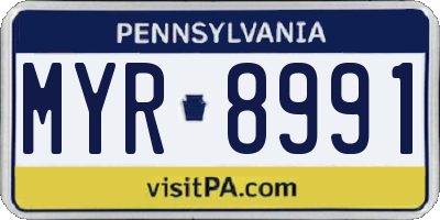 PA license plate MYR8991