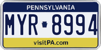 PA license plate MYR8994