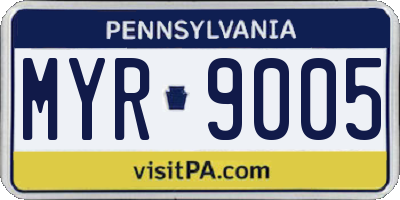 PA license plate MYR9005