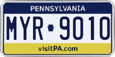 PA license plate MYR9010