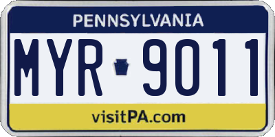 PA license plate MYR9011