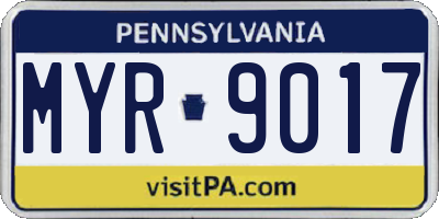 PA license plate MYR9017