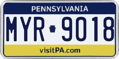 PA license plate MYR9018