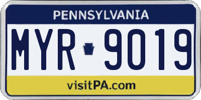 PA license plate MYR9019