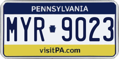 PA license plate MYR9023