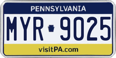 PA license plate MYR9025