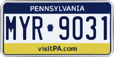 PA license plate MYR9031