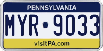 PA license plate MYR9033