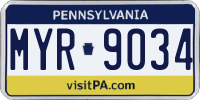 PA license plate MYR9034