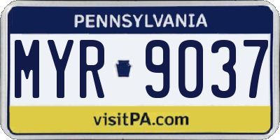 PA license plate MYR9037