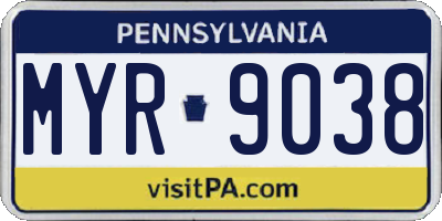 PA license plate MYR9038